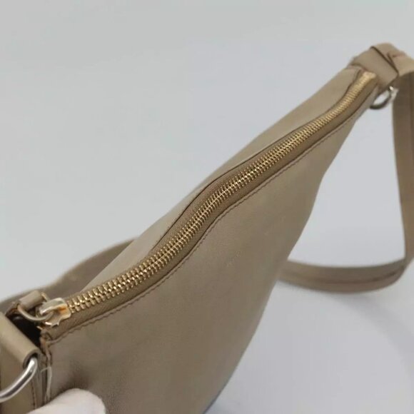 CELINE Shoulder Bag Leather Beige Gold blue Auth - Picture 8 of 15